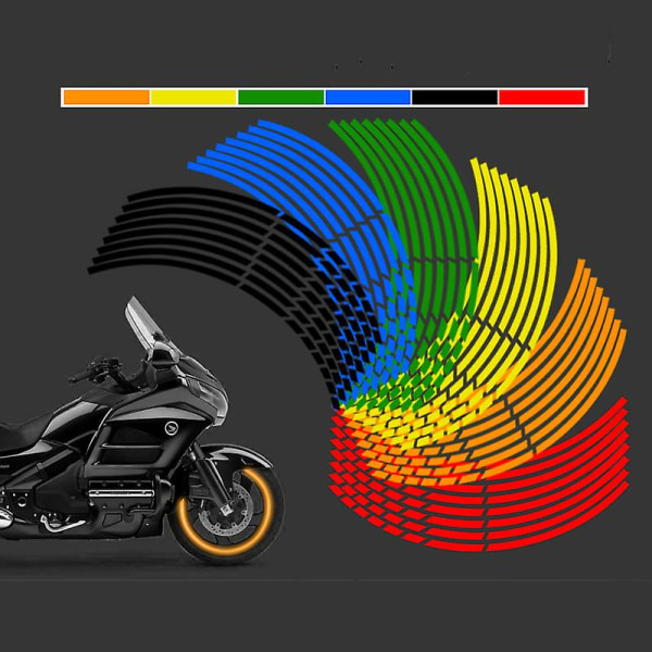 16st/ set Motorcykel Bil Hjul Däck klistermärken Reflekterande Fälg Tejp Passar För 18in Hjulnav Motorcykel Auto Dekaler Moto Tillbehör| | Colorful