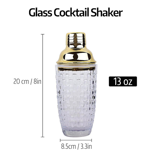 13 oz glass cocktail shaker sett - glass shaker for cocktailer, drink shakers cocktail og cocktail Sh-yvan Gold