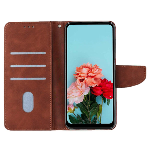 For Samsung Galaxy A14 5g Lommebok telefonveske Magnetisk lukkestativ Flip Ensfarget Pu-skinn beskyttende telefondeksel Brown