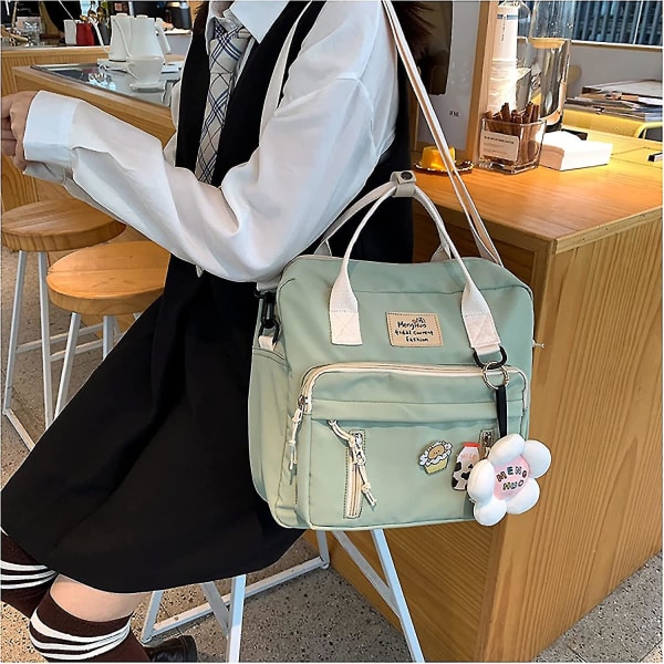 Söta ryggsäckar för tonårsflickor Estetisk ryggsäck Japansk Anime Kawaii Ryggsäck Skola Funktionell handväska Resor Vattentät bokväska Laptopväska (green)