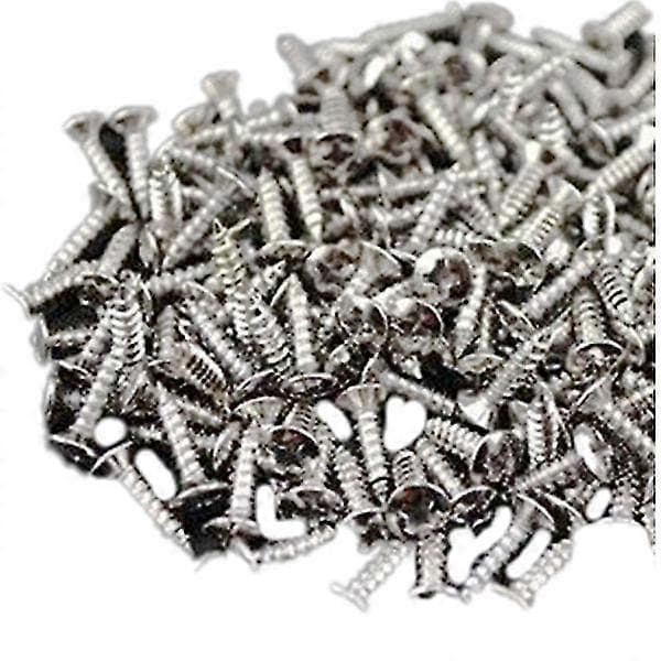 100 stk. plekterbrettskruer for Fender Strat Tele Bass silver