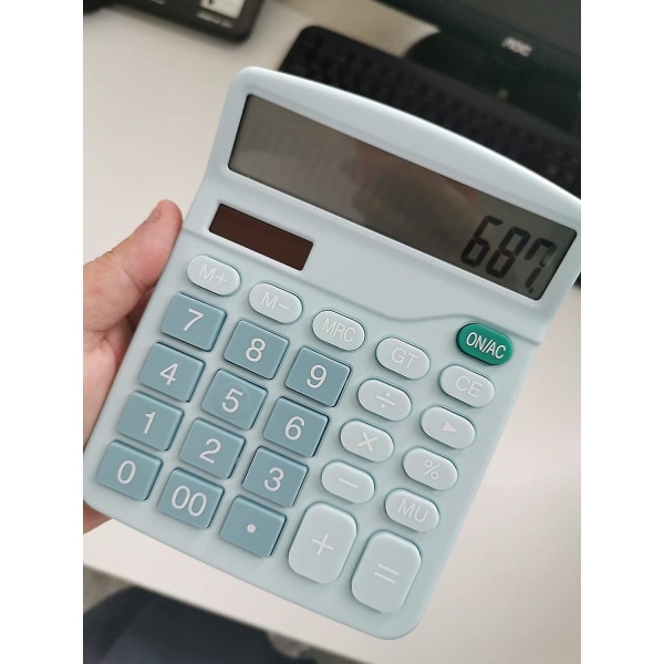 Lommeregner, 12-bit solcellebatteri Dual Power Standardfunktion elektronisk lommeregner med stort LCD-display Kontorberegner Pink