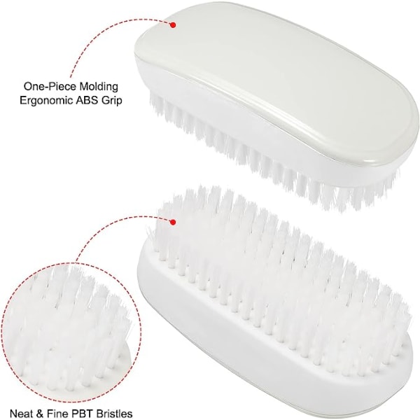 Rengøringsbørste PBT-børster, 2-pak husholdnings-håndskrubbe til sko Sneakers-tøj, grå