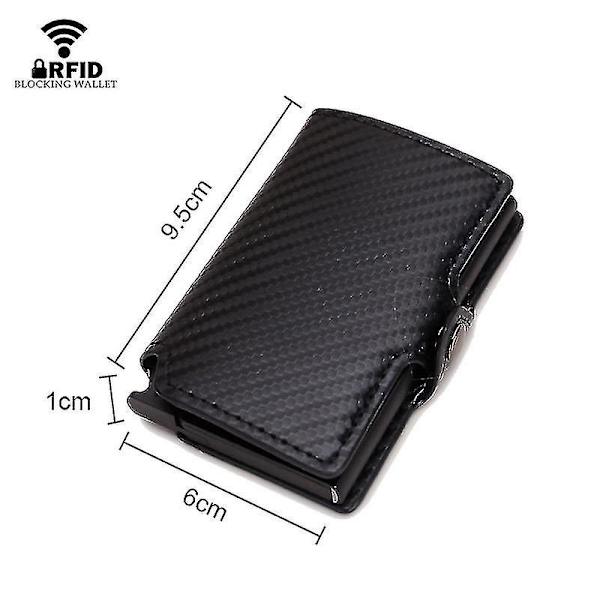 Kolfiberkorthållare Plånböcker Herr Läder Mini Slim Plånbok Pengaväska Metall Rfid Kvinnor Tunn Liten Smart Vallet