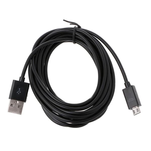 283 cm/9,28 ft Micro USB-strømkabel til PS4-controllere Opladningskabel Linje Micro USB-opladningskabel Sort Sort