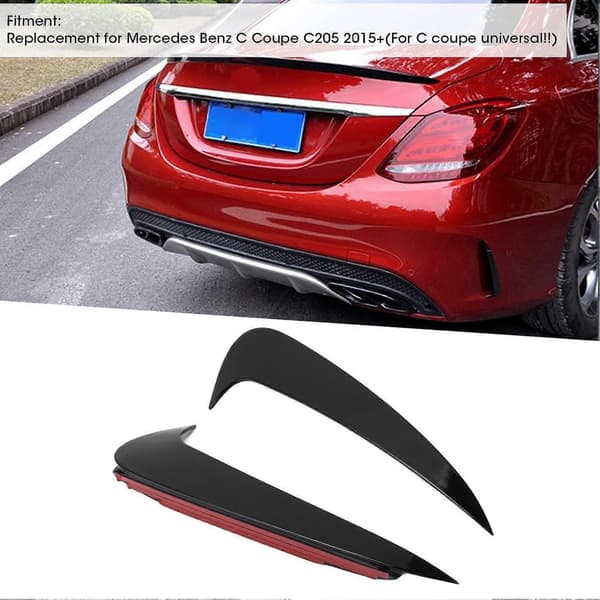 2 STK. Bil Bagkofanger Sidefinner Sort Erstatning til Mercedes Benz C Coupe C205 2015+
