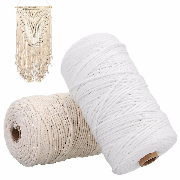 3 mm Macrame Bomuldssnore Naturlige Macrame Ropes Macrame Craft snore