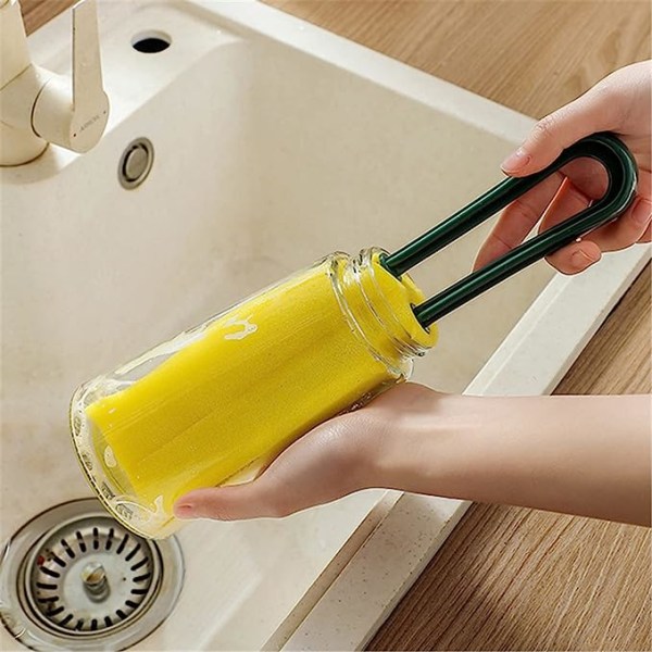 Opvaskebørste Rengøringsbørste Svamp rengøringsbørste til kopper og flasker Vinglas rengøringsbørste med håndtag til opvask