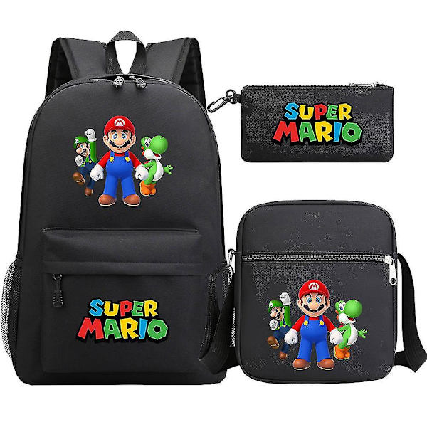 Super Mario ryggsäck för tonåringar - flickor och pojkar Kawaii vattentät canvas skolväskor, 3 st set med laptopfack - Mochilas ryggsäckar 7