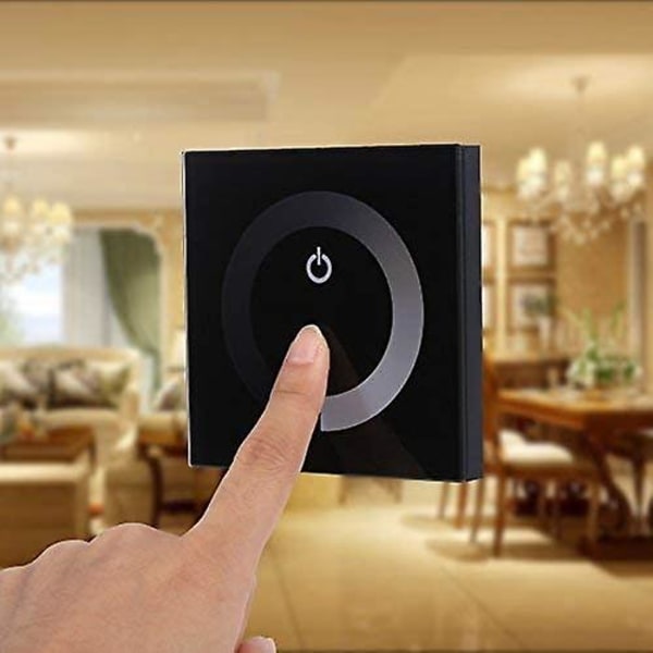 Dc 12v-24v Dimmer Switch Väggmonterad Touch Panel Controller, Monokrom Led Strip Ljusstyrka Justerbar Dimmer, Touch Screen Led Dimmer Switch (svart)