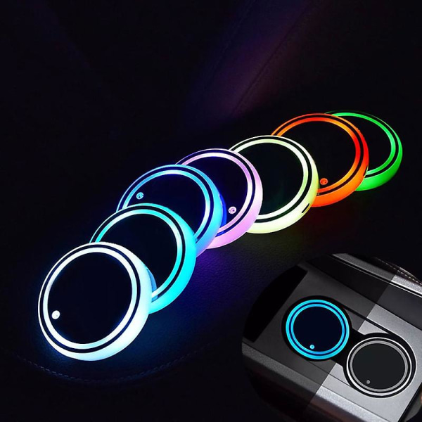 Värilliset Autolasinaluset Pullo Tunnelma Kevyt Auton Led Mukinpidin Valomatot Taustavalo Led Mukinpidike Pehmusteet Liukumaton Mato Tarvikkeet|juomatelineet| 2 Pcs