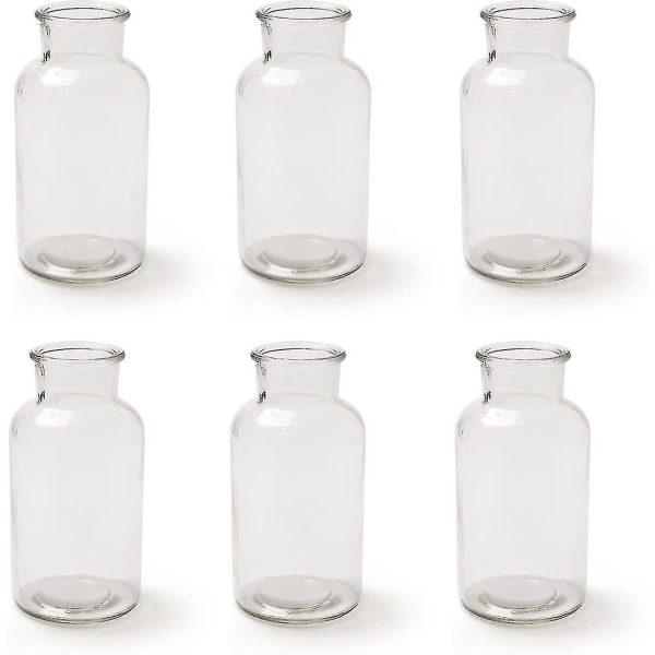 Glasflaske Sæt med 6 16 Cm Glasvase Bordvase Klar Borddekoration