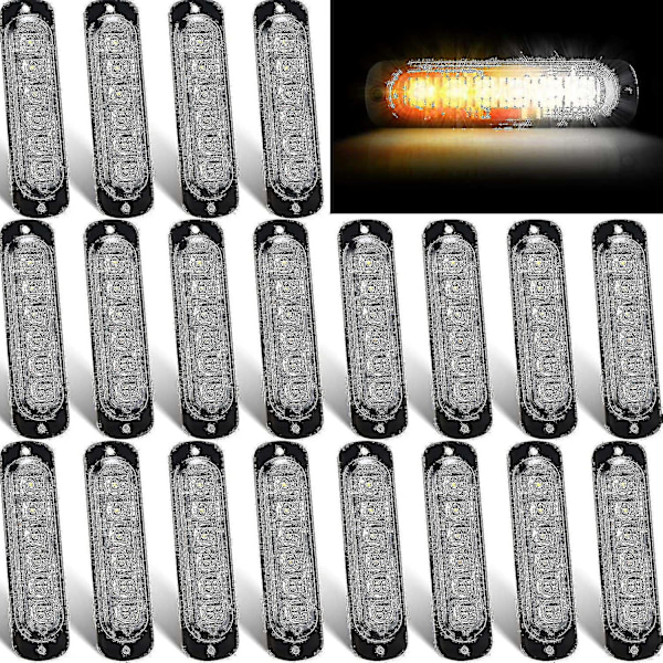 20-pack LED-blixtljus 6 LED bärnstensfärgade ytmonterade blinkande varningsljus för nödsituationer