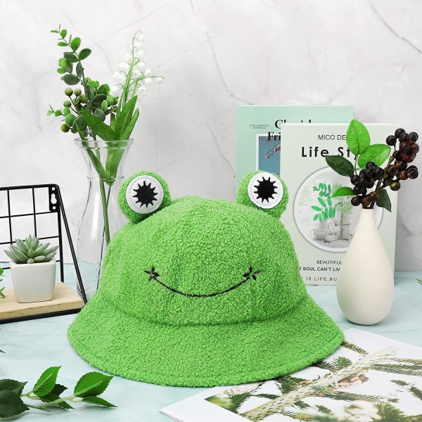Plys frøhat - Grøn Pakbar Bucket Hat til efterår og vinter
