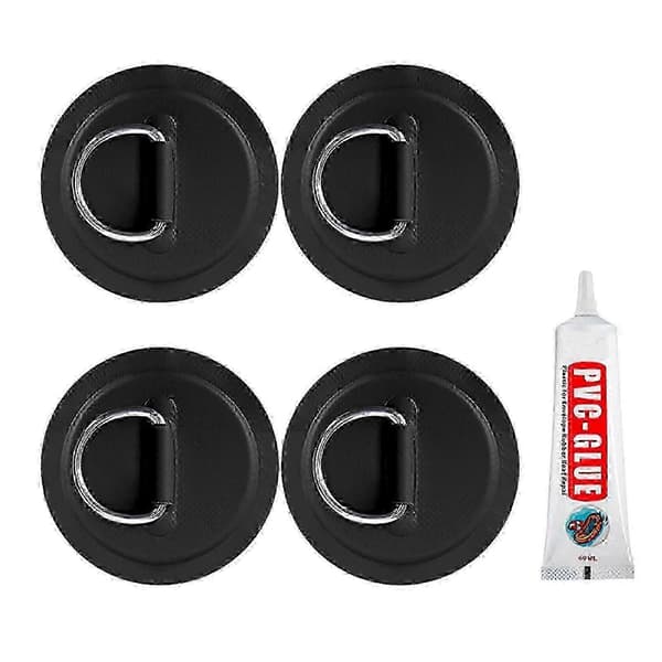 4 stk. D-ring Patch til oppustelig båd Kajak Sup Cirkulær D-ring Pad Rustfrit Stål D-ring Spænde Pvc Patch Paddleboard Kano Rafting Tilbehør b Db - Black