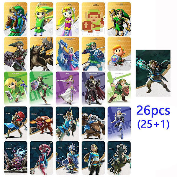 38 kpl Zelda Amiibo : Tears Of The Kingdo Zelda Ghost God Sword Varusteet Crossover Card Switch Nfc pelisiru 26pcs mini card