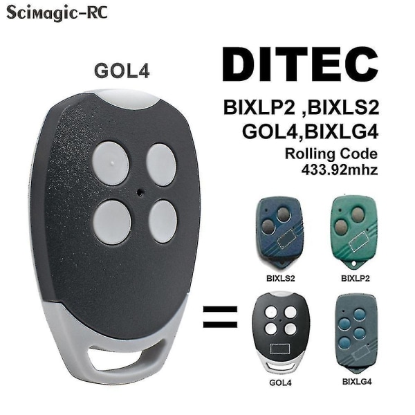 Ditec Gol4 Kaukosäädin 43392mhz Rolling Code Entrematic Zen2 Zen4 Zen2w Zen4w Gol4 Bixlg4 Bixlp2 Bixls2 Autotallin Oviaukko