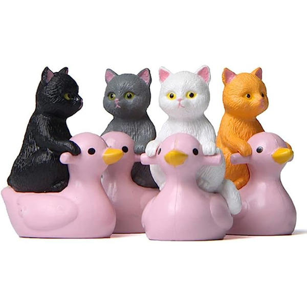 Lille siddende Pink And Kat Statue Figur Ornament til Hjem Børn Pædagogisk Legetøj (Sort)