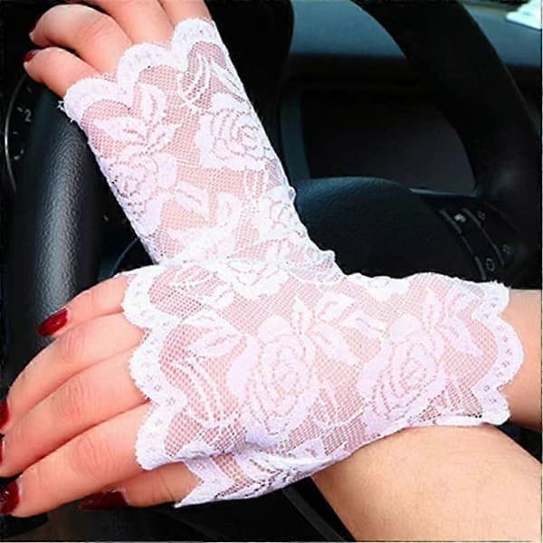 1 par spetshandskar polyester halvfinger golf UV-skydd fingerlösa halva