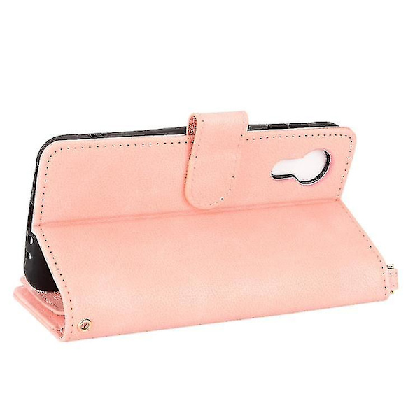 Til Samsung Galaxy Xcover 5 Litchi Texture Lædertelefontaske med lynlås Pink
