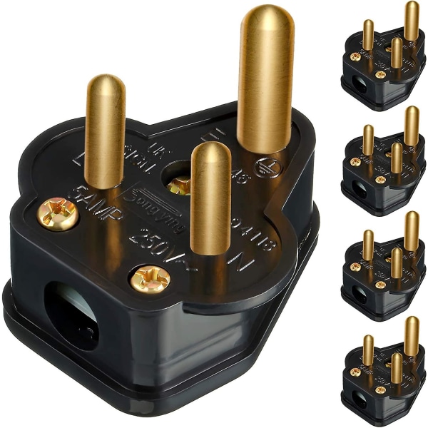 5 Amp runde plugger Nettplugg 3 pins lysplugger for scenebelysning Lampe (svart 5 stk) (a-1b) black 5