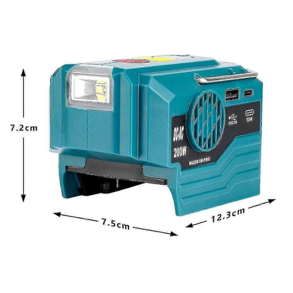 2025 Model 200W DC til AC 120V/230V Inverter til Makita 18V Batteri med 280LM Lys