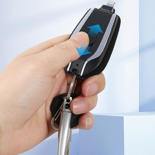 1500mah nøglering telefonoplader, mini Power Emergency Pod kompatibel Iphone/type-c Hurtigopladning Power Bank nøglering black type-c-Interface