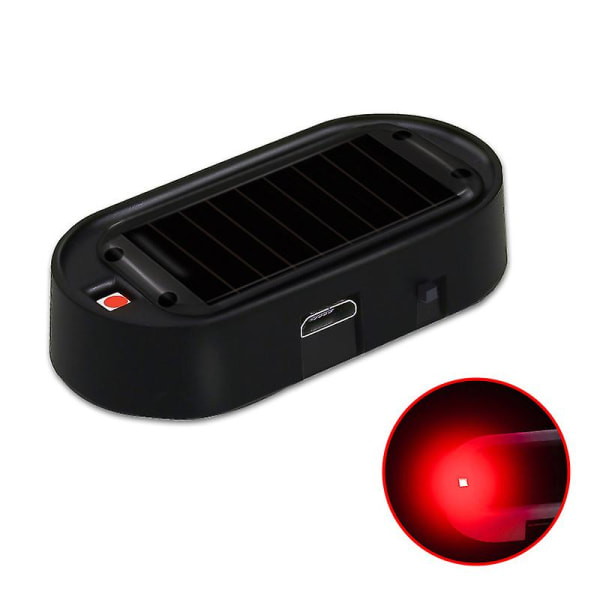 Solcelledrevet bil falsk sikkerhetslys Simulert dummy alarm trådløs advarsel Anti-tyveri Forsiktig Led-lampe Blinkende Imitasjon| | B-01
