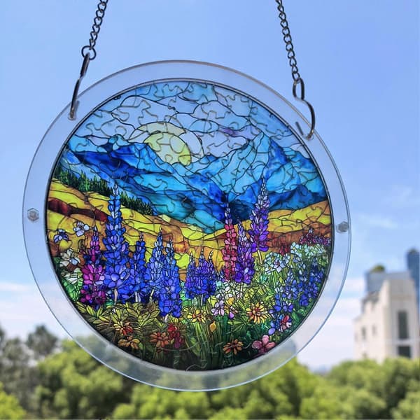 Akrylpuslespill Suncatcher – DIY Stikksagsett – for Vindu og Hage E
