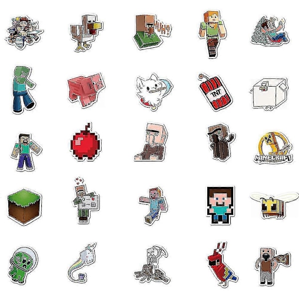 100 kpl Minecraft Adventure Game -sarjakuvatarrat