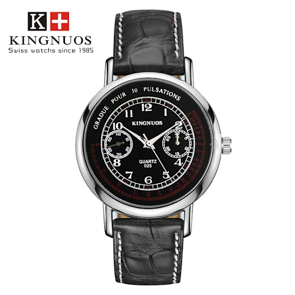 Varm model studerende bælte vandtæt quartz casual business ur black face, black belt silver