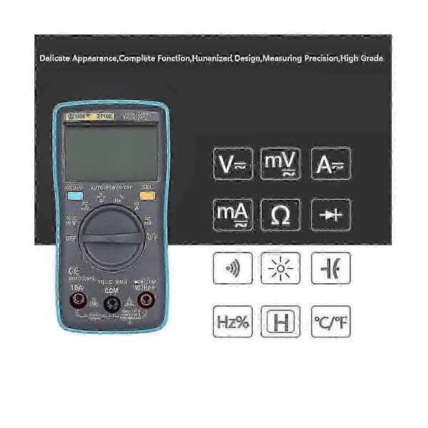 Digitalt Multimeter ZT102 6000 Tællinger Auto Range AC DC Spændingsstrømstester med Baggrundsbelysning Frekvens Temperaturmåling