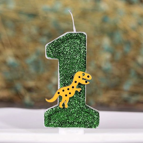 Stor Dinosaur Glitter Bursdagslys Nummer