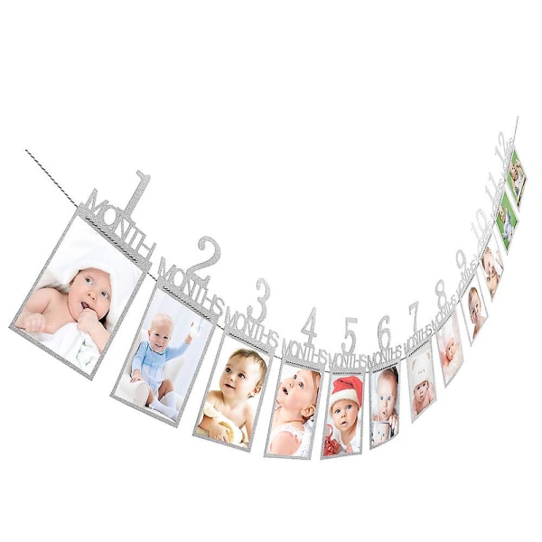 Lasten syntymäpäivälahjakoristeet 1-12 kuukauden valokuvabanneri Kuukausittainen valokuvaseinä