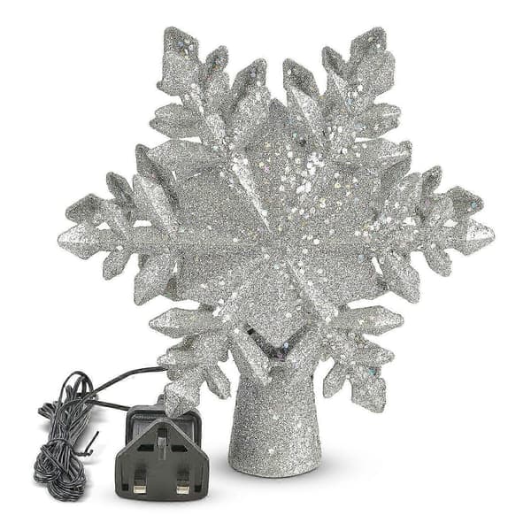 Juletrepynt med LED roterende snøfnuggprojektor Juletrepynt US plug Snowflake silver