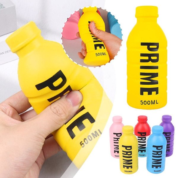 Prime Bottle Langsomt stigende svampe Prime Bottle Squeeze Legetøj Flaske Squeeze Stress Relief Legetøj One-Size Yellow