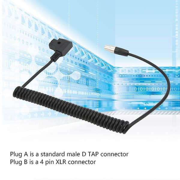 12v spiralkabel, strømadapterforlengelseskabel, mini XLR-adapter, strømadapterkabel, D Tap hann til 4-pinners mini XLR-adapter strømspiralkabel for