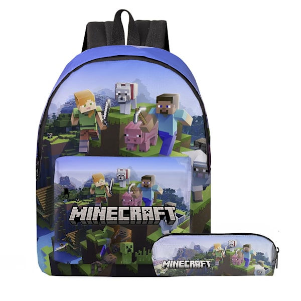 Minecraft Spel Ryggsäck Printe Pojkar Flickor Skolväskor Kapacitet Skol Elever Barn Anime Tecknad Vattentät Mochilas Gray