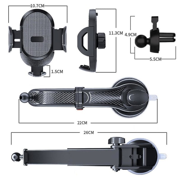 Universal Sucker Autopuhelinteline Kiinnitysjalusta 360 Tuulilasi auton kojelauta Mobile Cell Support 4,0 6 tuuman älypuhelimille| | A-02