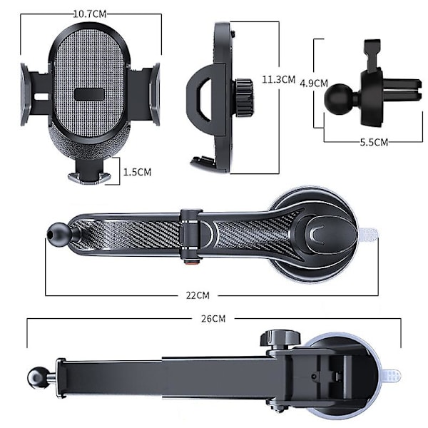 Universal Sucker Car Phone Holder Mount Stand 360 Frontrute Bil Dashboard Mobil Cell Support For 4.0 6 Tommers smarttelefoner| | A-02