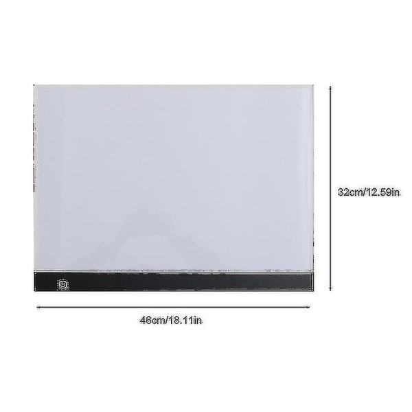 Bærbar A3 LED-lysboks Stencil Board Tegnebrett Tracing Animasjonsbord med Au-plugg (3 innstillinger Dimbar lysstyrke + Usb-kabel + strømadapter