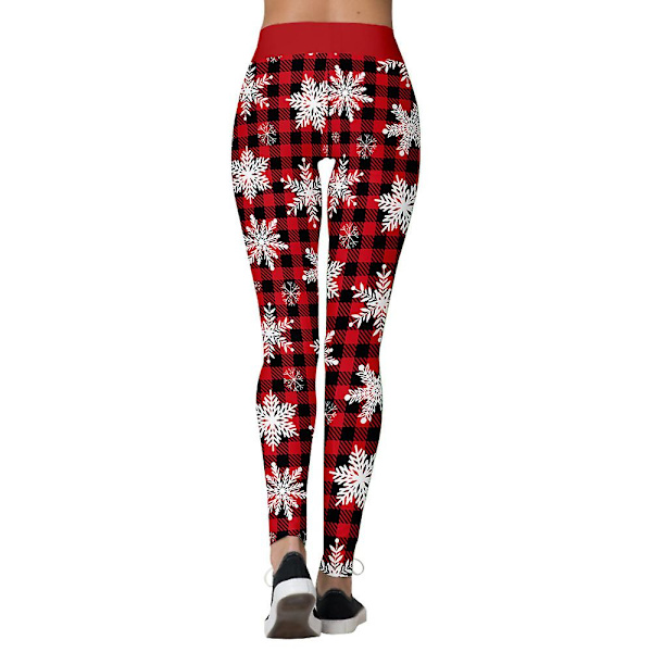 Jul Kvinnor Leggings med hög midja Randig The Grinch Snowflake Printed Stretch Skinny Pants Julpresent D M