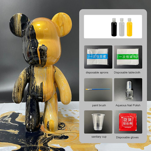 Gör-det-själv-målning Teddy Bear Violent Bear Vätskemålning Kreativ heminredning C
