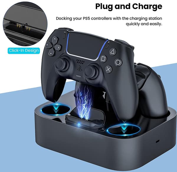 Ps5 Controller Ladestation Hurtig Opladningsdock Med Led-indikator Kompatibel Med Ps 5 Controller