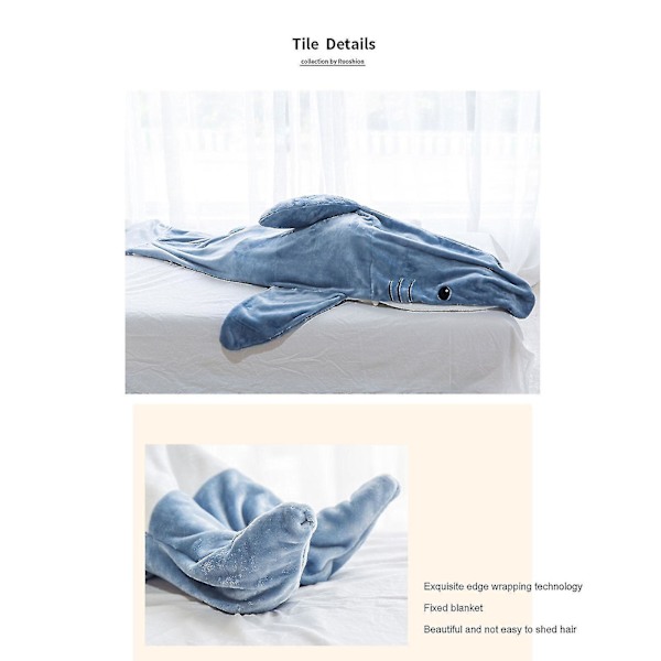 Shark Blanket Hettegenser Voksen - Shark Onesie Voksen Bærbart Teppe - Shark Blanket Super Myk Koselig Flanell Hettegenser Shark Sovepose 190cm