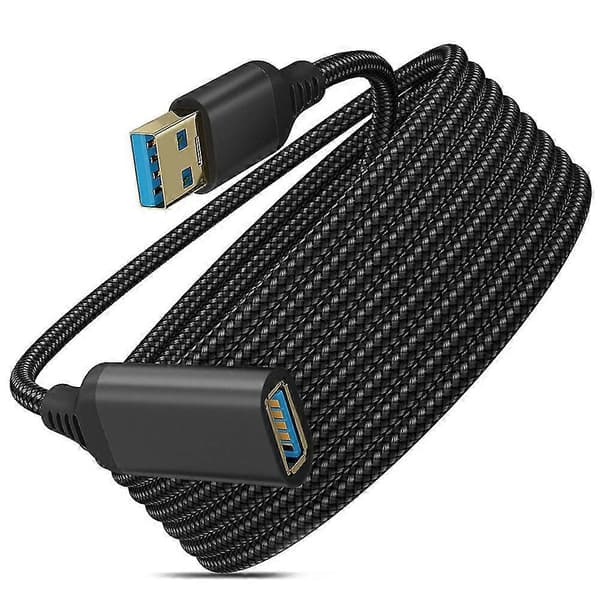 USB 3.0 Typ A Hane-till-hona Förlängningskabel, Slitstarkt Flätat Material, Hög Dataöverföringskabel Hao Svart