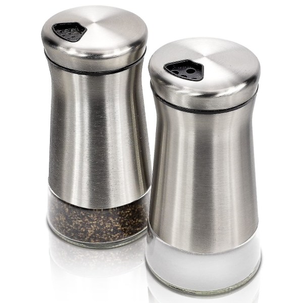 Nydelig salt- og peppershakersett med justerbare hellehull - Perfekt saltdispenser (2-delt sølv)