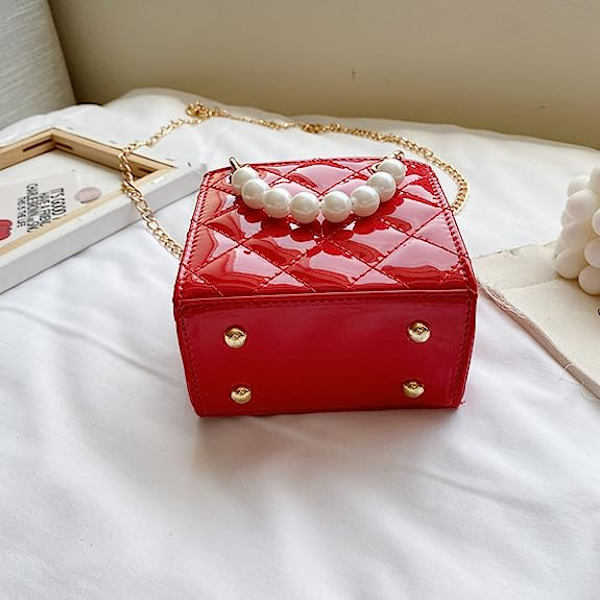 Skinnende Patent Små jenter Crossbody vesker Småbarn Topp Håndtak Håndveske Mini paljetter Dusk Messenger Skulderveske for barn