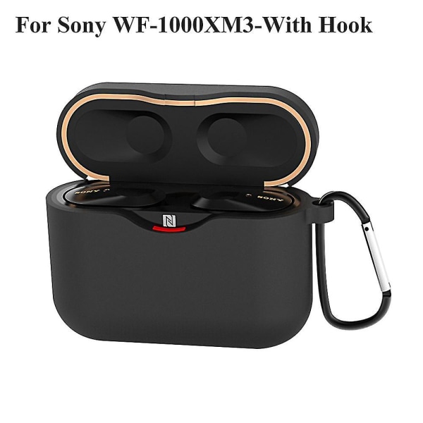 Etui til Sony Wf-1000xm3 høretelefontilbehør Opladningsbokscover Etui til Sony Wf 1000 Xm3 Wf-1000xm4 skal med anti-tabt krog Black-Hook