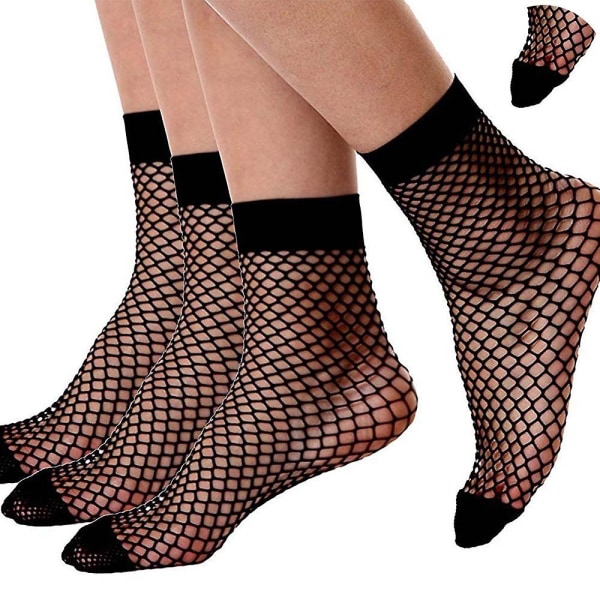 Stilige ankelhøye tights for kvinner med mini-diamantnettdesign - pakke med 3